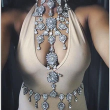 Dvacaman Marca Cadena Cuerpo 2016 Summer Beach Sexy Joyería Del Cuerpo Largo Collar De Cristal Colgante Rhinestone de Oro Bikini W88