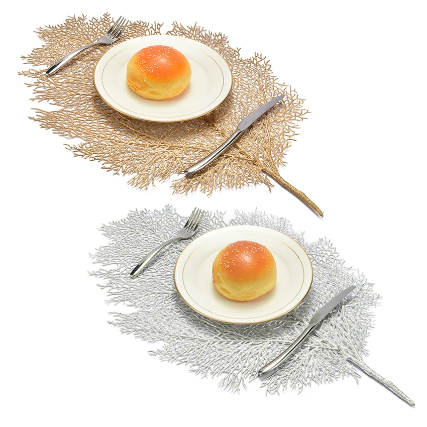 

2pcs/lot Placemat for Kitchen Dining Table Coasters Simulation Plant Coral Branch Table Mats Christmas Table Pads Home Decor