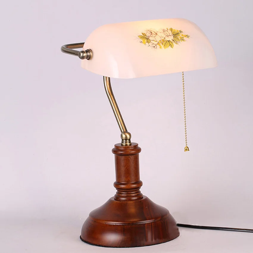 Chinese style vintage white glass table lamp European bedroom bedside