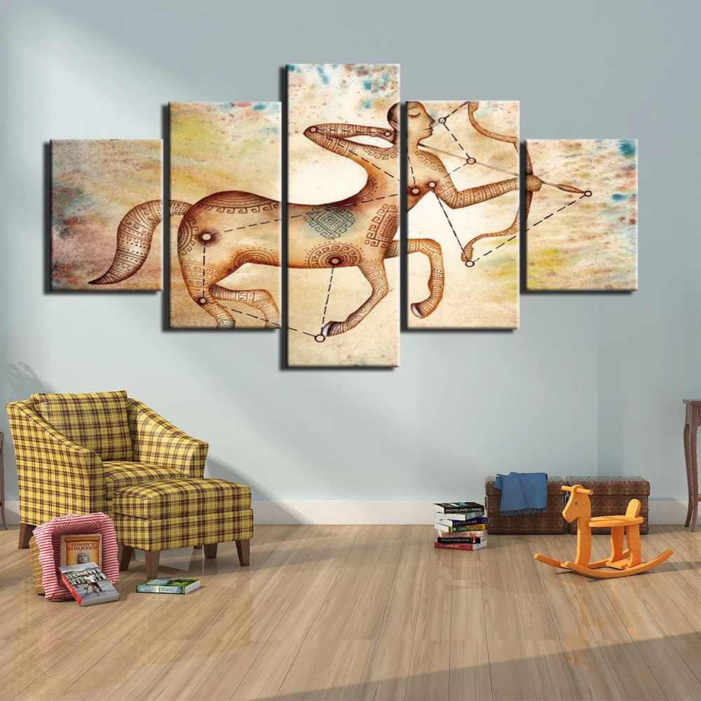

High Quality Canvas Painting Picture Modern 5 Pieces Head Horse HD Printed Steed Archery Decoration Frame For Living Room Artic