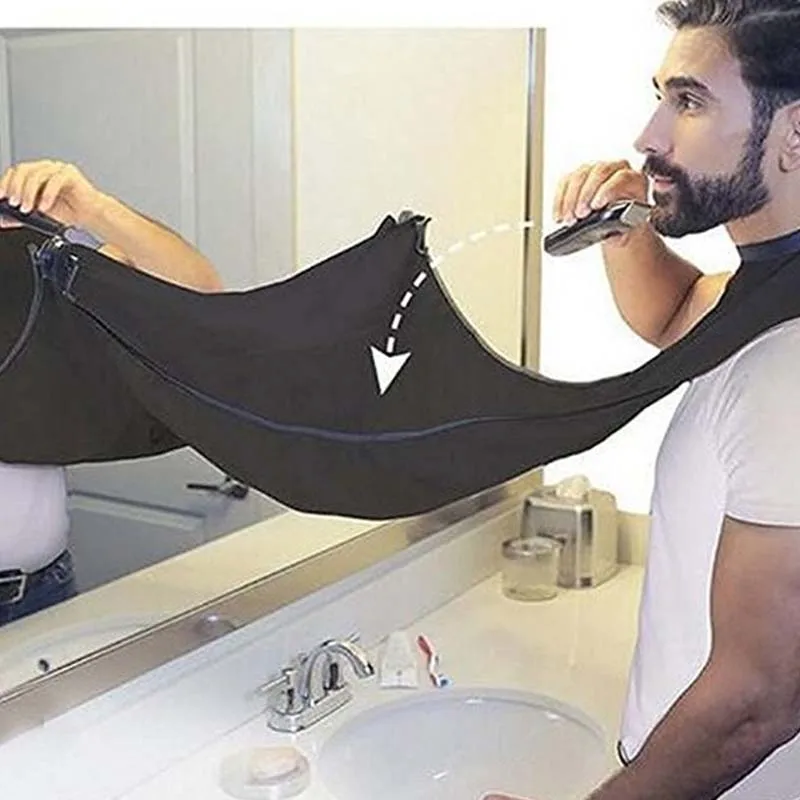 

120x80cm Man Bathroom shave neck Waterproof Floral Cloth Black Beard Apron Hair Shave Accessories Household Cleaning Protections