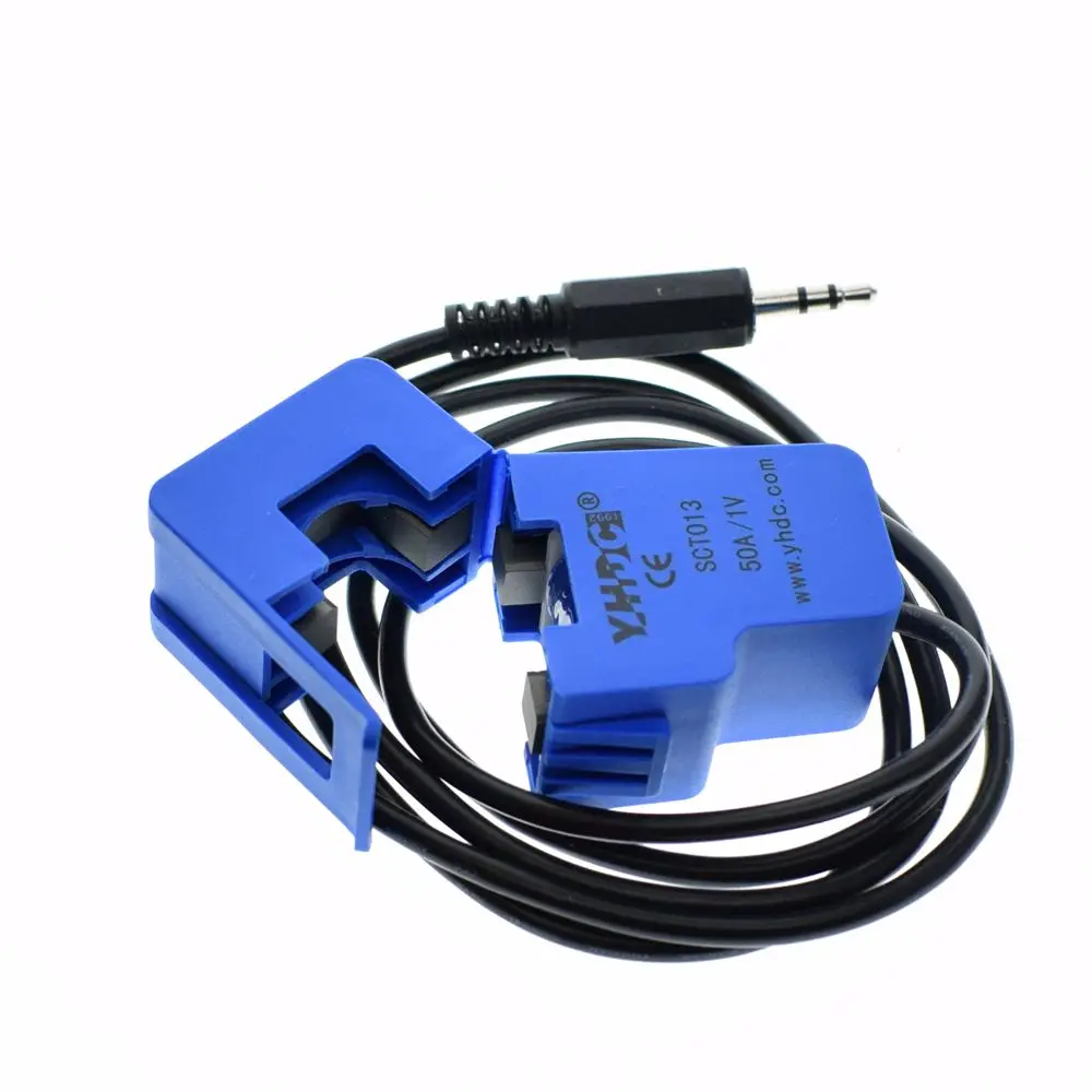 H ● 2 piezas SCT-013-050 Sensor de corriente de CA no invasiva Abrazadera Sensor 50A 