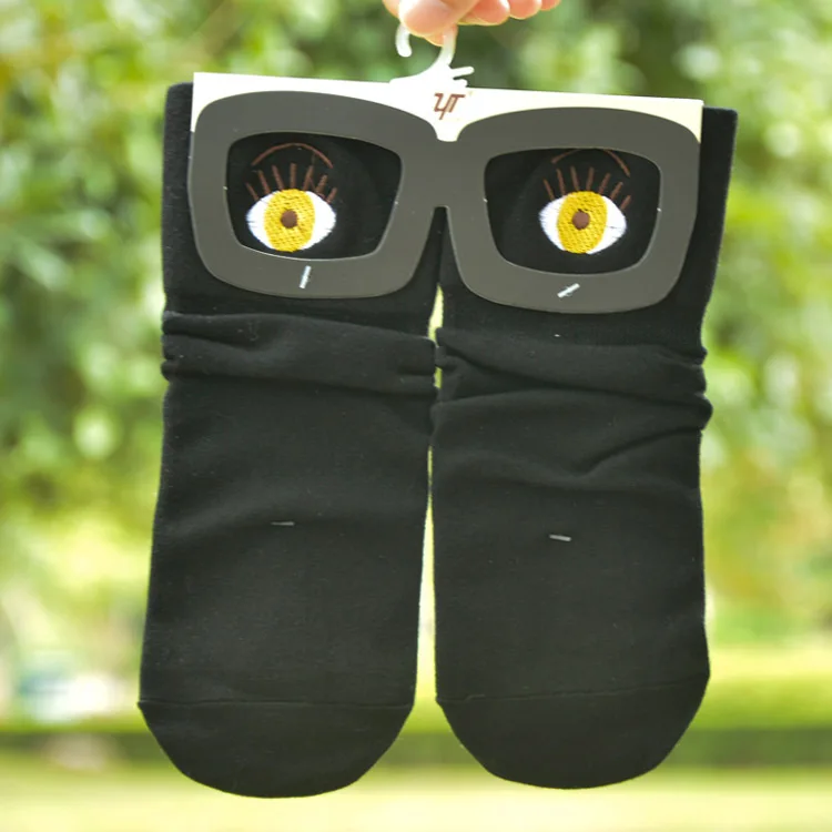 Kawaii вышивка глаза узор женские носки зимние аксессуары для носков