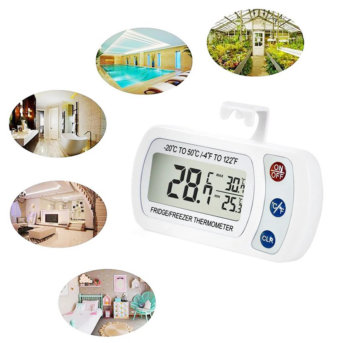

Waterproof Electronic LCD Digital Thermometer Indoor Fridge Freezer Refrigerator Temprature Meter with Hanging Hook