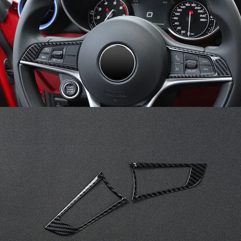 

For Alfa Romeo Giulia 2017 Carbon Fiber ABS Interior Steering Wheel Cover Trim Interior Mouldings