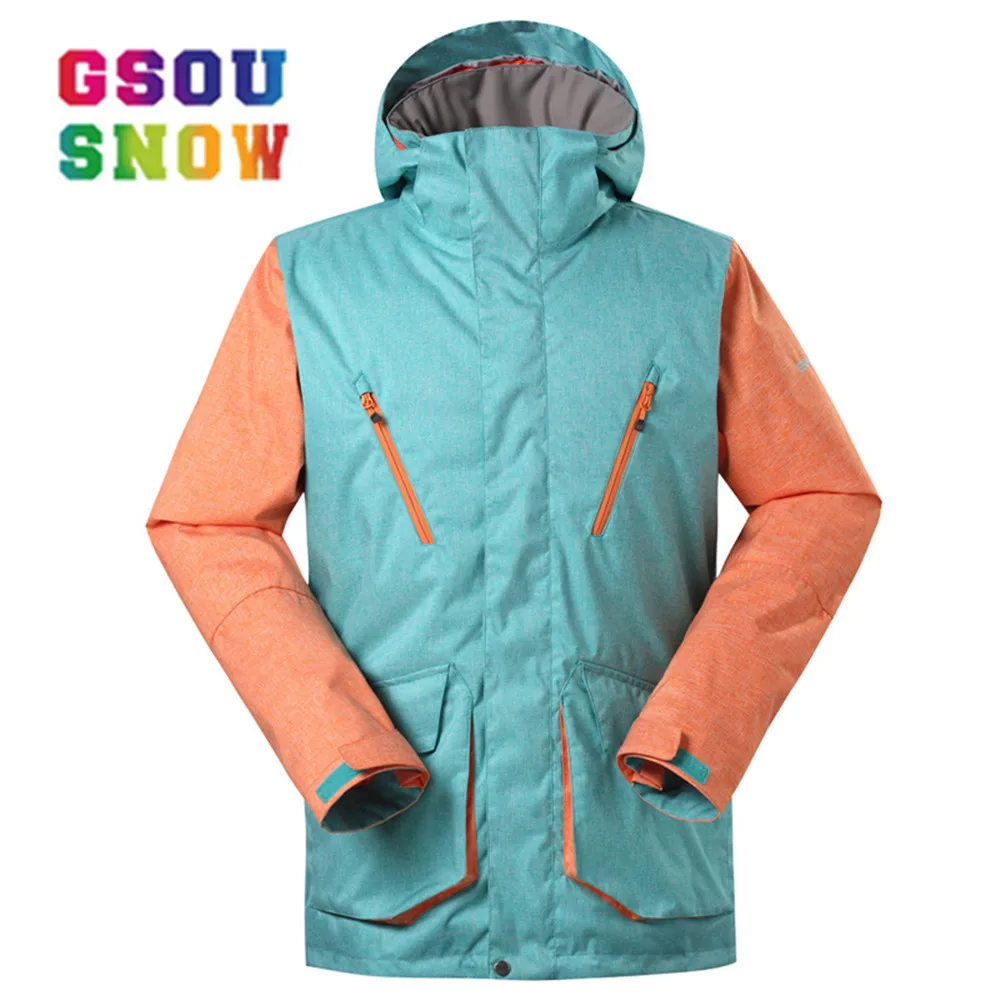 

GSOU SNOW Men Skiing Jacket Colorful Breathable Boys Snow Jacket High-Q Skiing And Snowboarding Warm Jacket Male Windproof