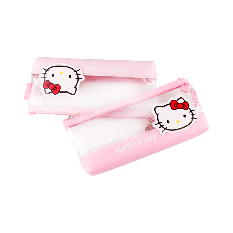 

TOPSTHINK Custom creative hello kitty translucent positive pencil bag with kitty zipper
