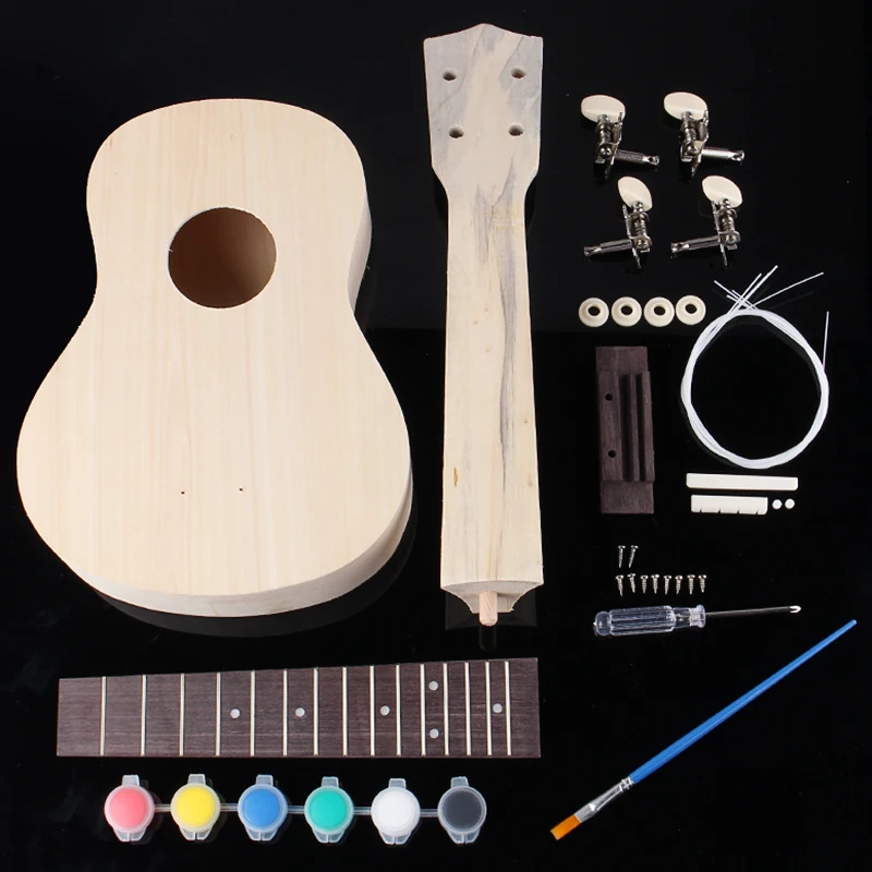 Zebra 21 дюймов простой Гавайские гитары укулеле DIY Kit незавершенные Гавайи гитары ручной работы поддержка живопись детская игрушка в сборе для любителя