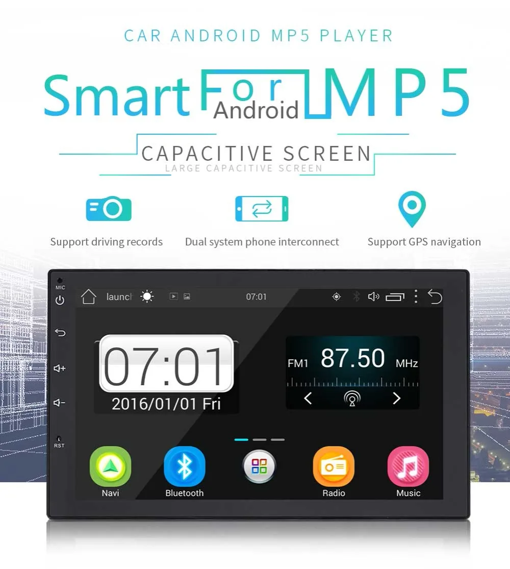 Clearance Wholesale 20 units Smart Car Android 7.1 MP5 Player quad core GPS navigation Super slim 7inch tablets multimedia FM Mirror link 1