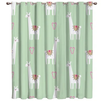 

Kawaii Cartoon Lama Christmas Style Window Treatments Curtains Valance Window Curtains Dark Curtain Lights Bathroom Decor