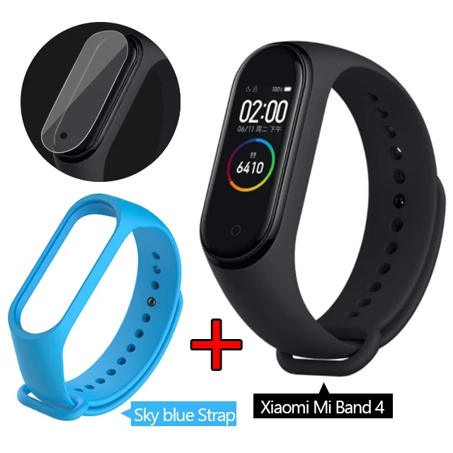 Xiaomi mi Band 4 Smart AMOLED цветной экран браслет пульсометр фитнес Bluetooth 5,0 50MSwim mi ng водонепроницаемый mi Band 4 - Цвет: Band 4 add Blue