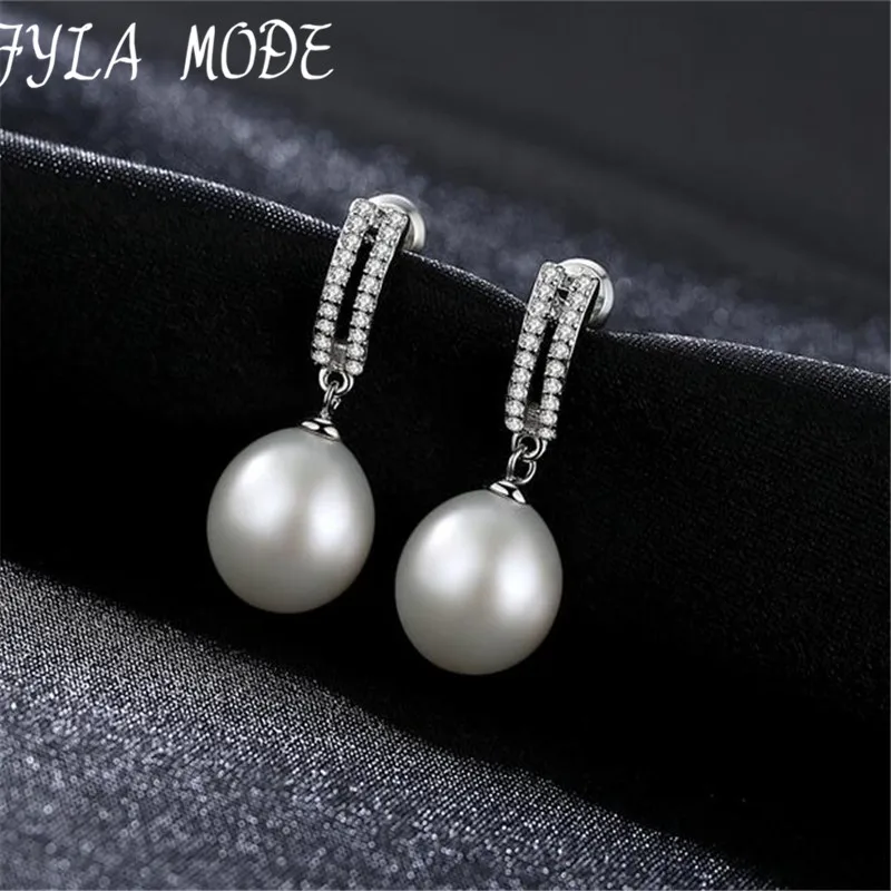 

Fyla Mode Fashion Pearl Jewelry 925 Silver Luxury Big 10-11mm Freshwater Pearl Stud Earrings For Ladies Gift White Pink Purple