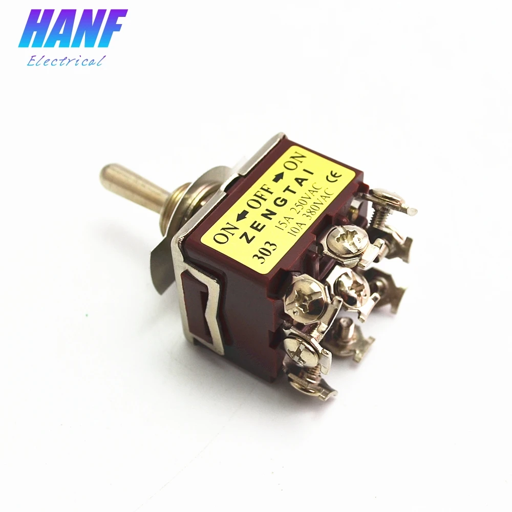 

1pcs ON/OFF/ON 3 Positions 9 Screws Self-lock Toggle Switch 3PDT 15A 250V High Quality