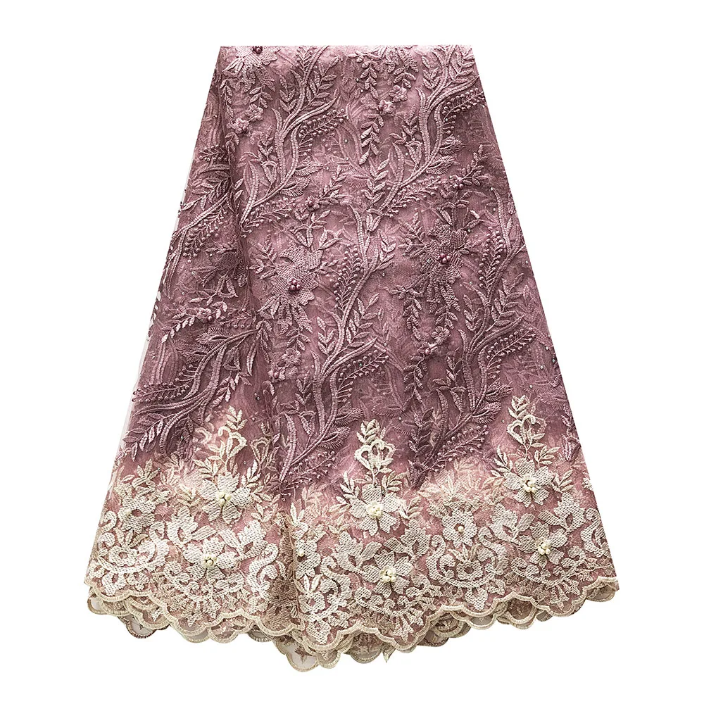 

New Blush Pink African Tulle Lace Fabric Mesh Embroidered Fabric Net Lace Fabric Lace Nigerian Fabrics for Wedding Dresses