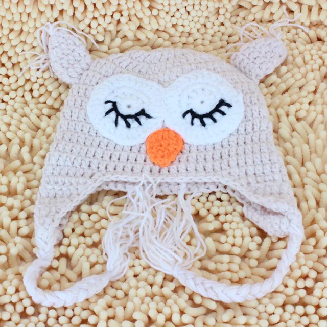 33 color Best price Handmade Knitted Crochet Baby Hat owl hat with ear