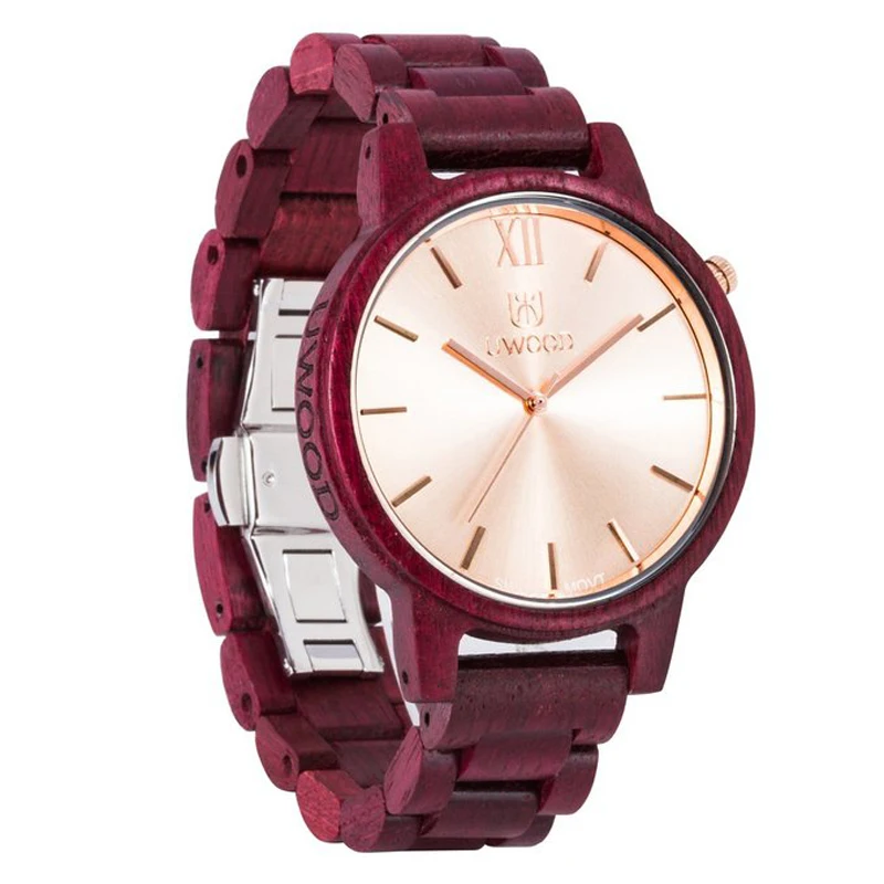 

Uwood Luxury Brand Purpleheart Wooden Mens Swiss Movt Quartz Analog Watch for men christmas gifts Beautiful Bamboo Gift Box