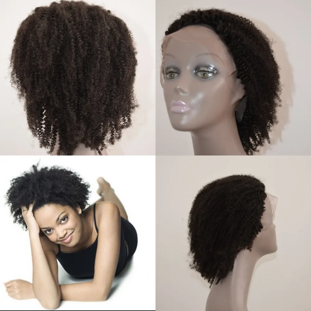 High quality 8A Grade Mongolian Virgin Human Hair afro kinky curly 4a 4b 4c hair lace front wig