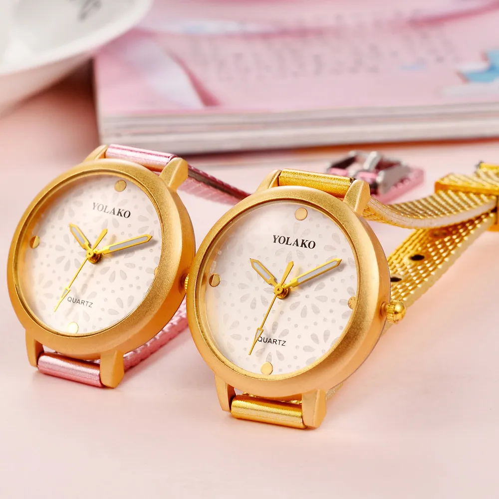 YOLAKO Luxuy/брендовые новые модные и повседневные женские часы Montre femme кварцевые