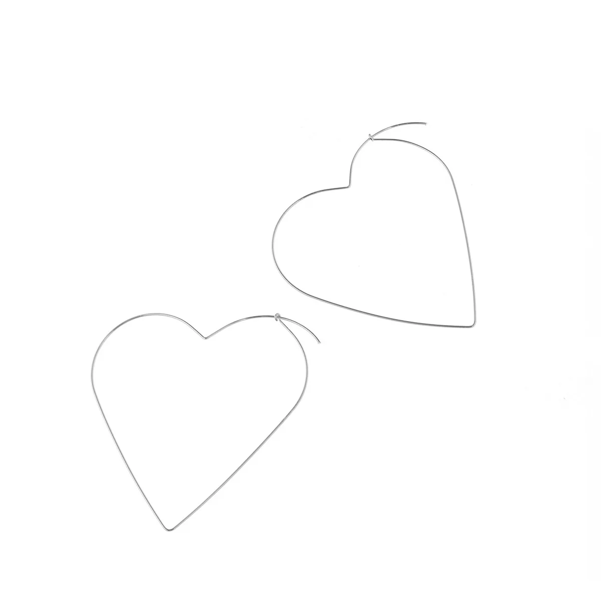 Anise простой: золото, серебро, цветные полые серьги-кольца в виде большого сердца с пентаграммой, серьги с геометрическими звездами для женщин, модные серьги Bijoux Brincos - Окраска металла: Silver Heart