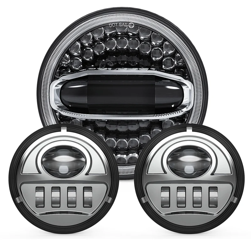 

Motorcycle 7'' Led Headlights +4.5 Inch LED Fog Lights Auxiliary Passing Lamp Spot Light for Road King Electra Glide Softail