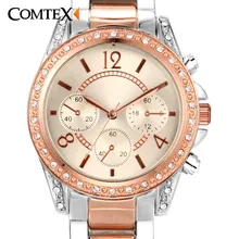 COMTEX Women Watches Rose Gold Watch 2017 Luxury Brand Design Ladies Wristwatch Fashion Women Quartz Watch Waterproof Clock