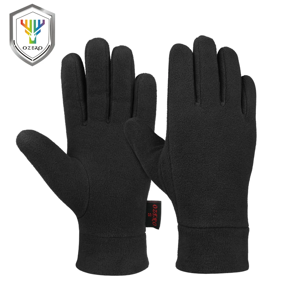 

OZERO Windproof Warm Gloves Winter Glove Liners Thermal Polar Fleece Hands Warmer in Cold Weather for Men and Women Black Gray