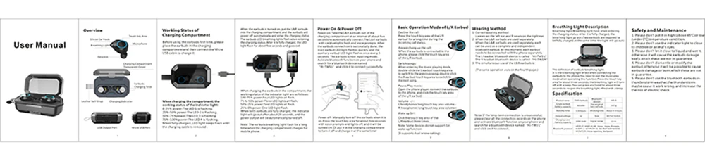 Bluetooth наушники с микрофоном, водонепроницаемые беспроводные наушники, спортивные наушники с шумоподавлением, гарнитура и зарядная коробка