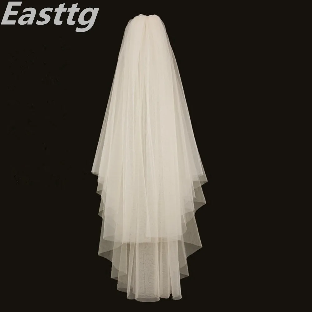 Bridal Veil 2 layers With Comb Cut Edge Soft net Wedding Accessories