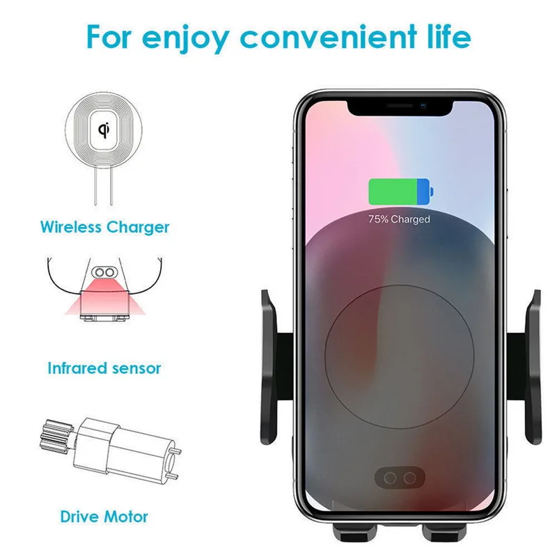 Fashion Automatic Infrared Sensor Wireless Charger Car Holder Case For iPhone X XS 8 Plus For Samsung S8 S9 Note 9 8 S7 Cover