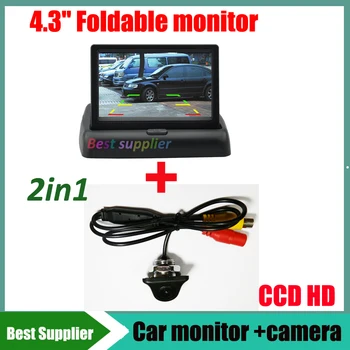 

3in1 parking 4sensor + car monitor + Universal car parking camera CCD HD Car rearview backup rear reverse camera