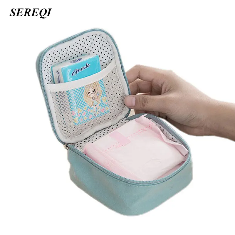 

SEREQI Multi-Purpose Women Sanitary Napkin Polyester Storage Bag Cosmetics Makeup Data lines Storage Container Holder Organizer
