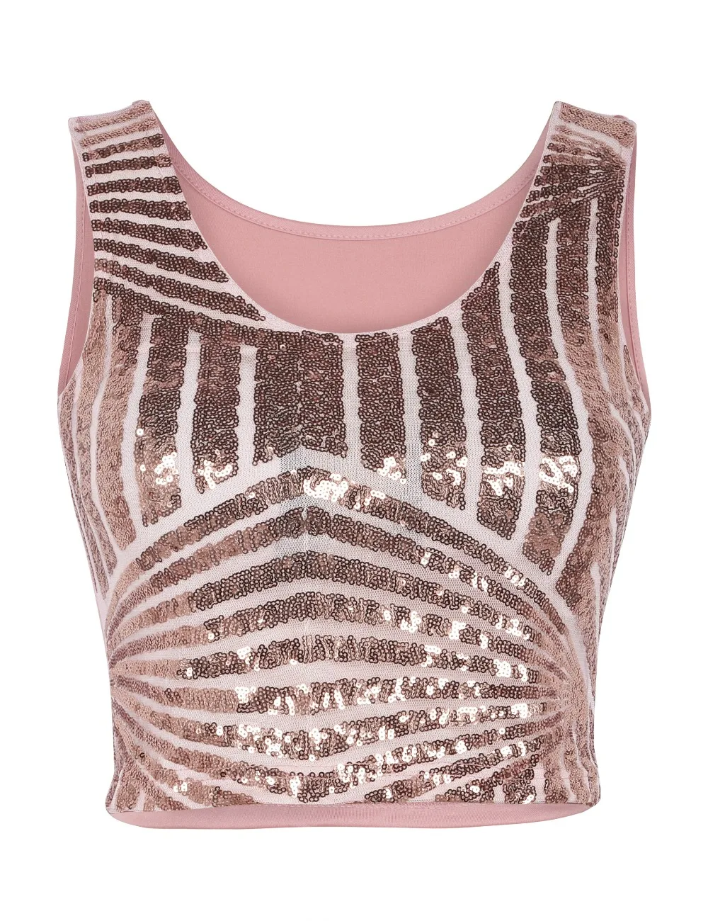 PrettyGuide Women's Sequin Crop Top Sparkly Shirt Glitter Slim Vest