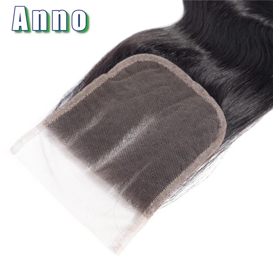 Annowig Human Hair Body Wave 3 Bundles With Closure 4*4 Lace Closure With Bundles Natural Color Malaysia Human Hair Extensions