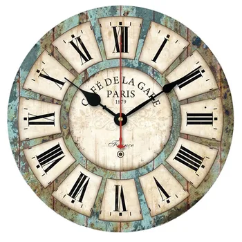 

European Style Vintage Creative Round Wood Wall Clock Quartz Bracket Clock U61222 home decoration accessories wall clock