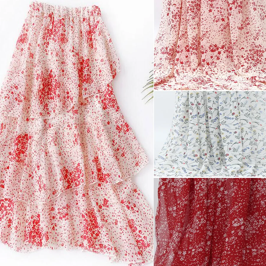 Платье Ткань DIY швейная шифоновая ткань материал печатная ткань дышащий цветочный шифон