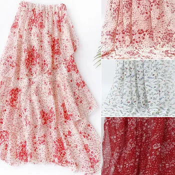 

Dress Fabric DIY Sewing Chiffon Cloth Material Printed Fabric Breathable Dropping Floral chiffon