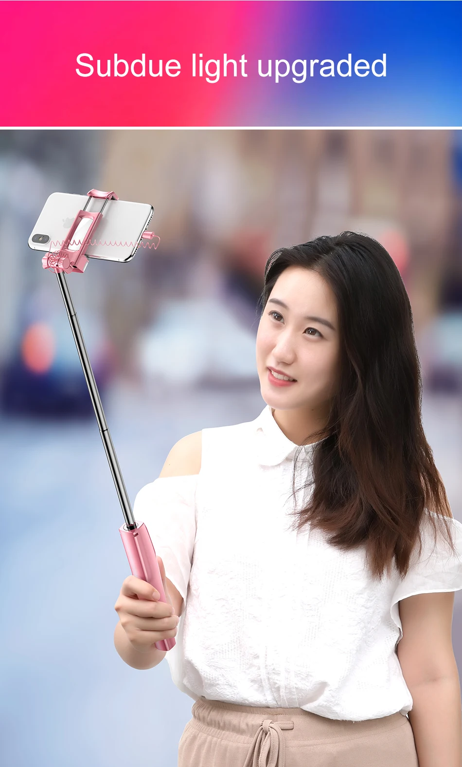 Складная селфи-палка Baseus Bluetooth Selfiestick+ Mirro+ заполняющий свет монопод для iPhone samsung Xiaomi Android Phone Stick