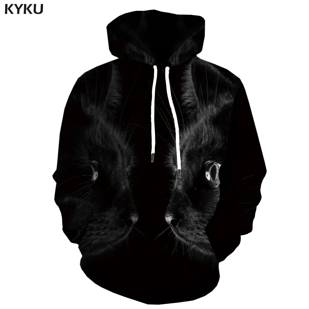 KYKU Brand Cat Sweatshirts men Harajuku 3d Printed Animal Hooded Casual Colorful Hoody Anime Abstract Hoodie Print Mens Clothing