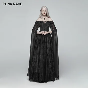 

Punk Rave Women Long Dress Gothic Fashion Victoria Off-shoulder Party Formal Dress Stage Performance Costumes