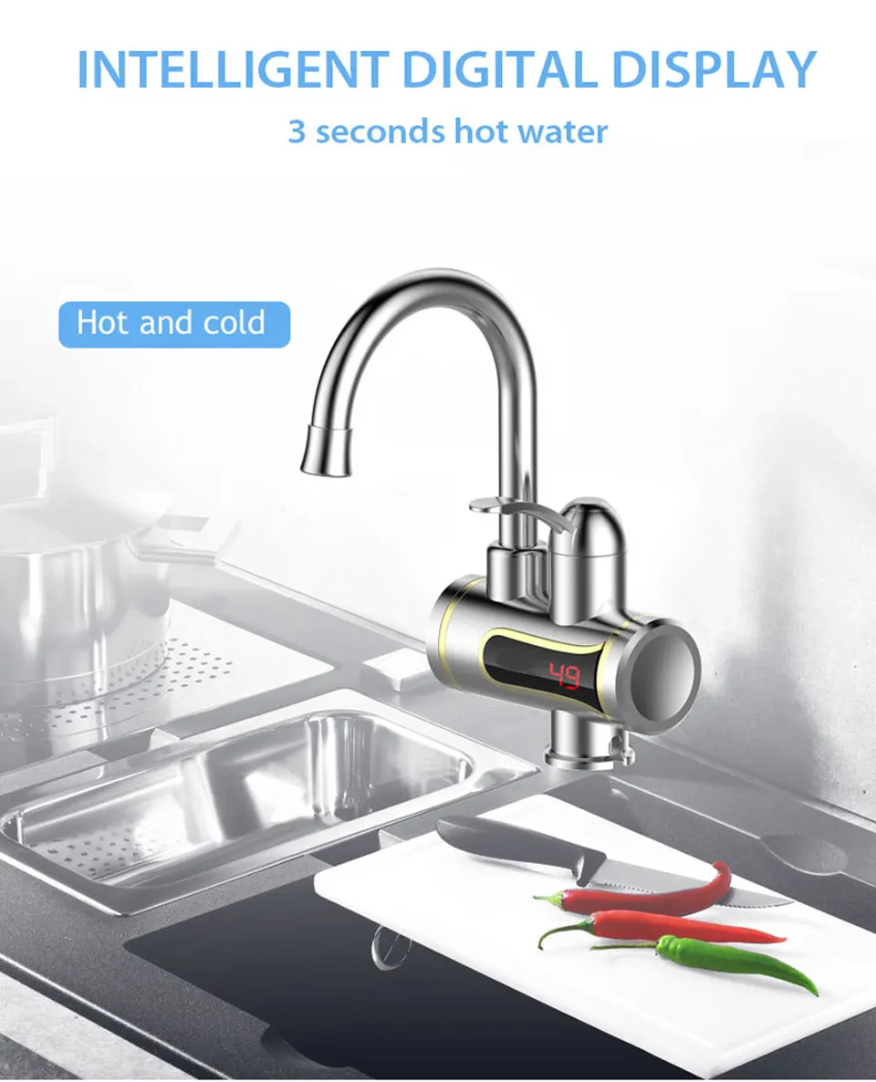 Ecofresh Electric Faucet Instant Water Heater Tap Faucet Heater Cold Heating Faucet Tankless Instantaneous Water Heater