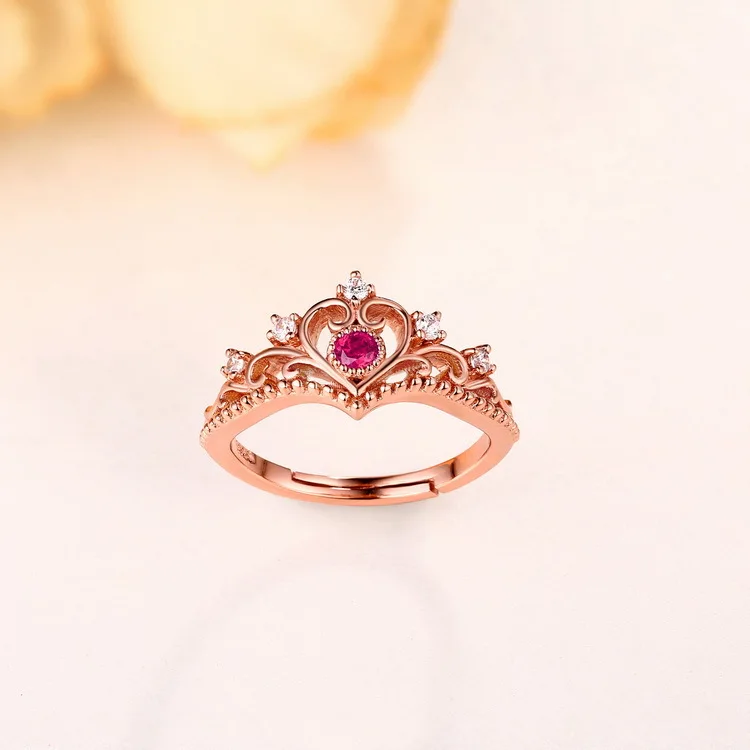 925 Sterling Silver Natural Red Tourmaline Crown Rings for Women Wedding Party Jewelry Gifts | Украшения и аксессуары