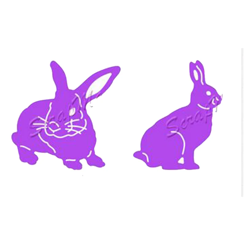 

2PCS/Set Cute Bunny Rabbit Metal Cutting Dies Stencils For DIY Scrapbooking Easter Decorative Embossing Cards Craft Die Cut 2019