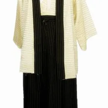 Бежевый японский национальный тренд мужской кимоно воина с Obi традиционный юката Новинка представление танцевальный костюм один размер B-065