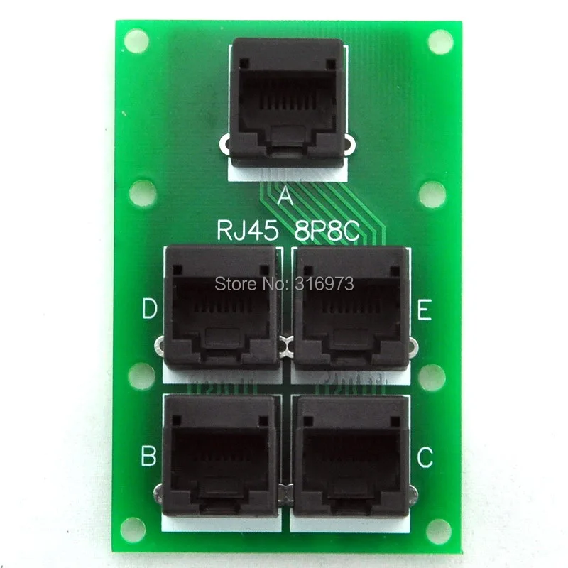 RJ45 8P8C разделительная плата, 5 разъемов, плата шины