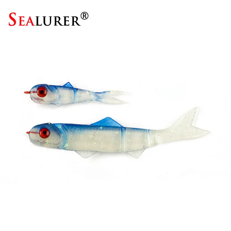 

SEALURER 2pcs/lot NEW Fishing Lures Shad Worm Swimbaits Jig Head Soft Lure Fly Fishing Artificial Bait