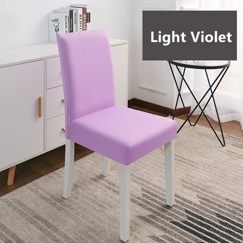 20 Color Solid Color Chair Cover Spandex Stretch Elastic Slipcovers Chair Covers For Dining Room Kitchen Wedding Banquet Hotel - Цвет: Light Violet