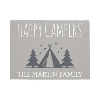 

Happy Campers Personalized Rustic Camping Tent Doormat Home Decoration Entry Non-slip Door Mat Rubber Washable Floor Home