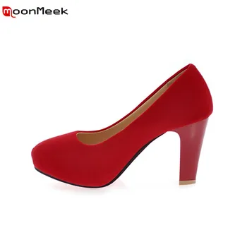 

MoonMeek hot summer spring female shoes platform shoes extreme high heels slip on round toe shallow pumps prom women shoes