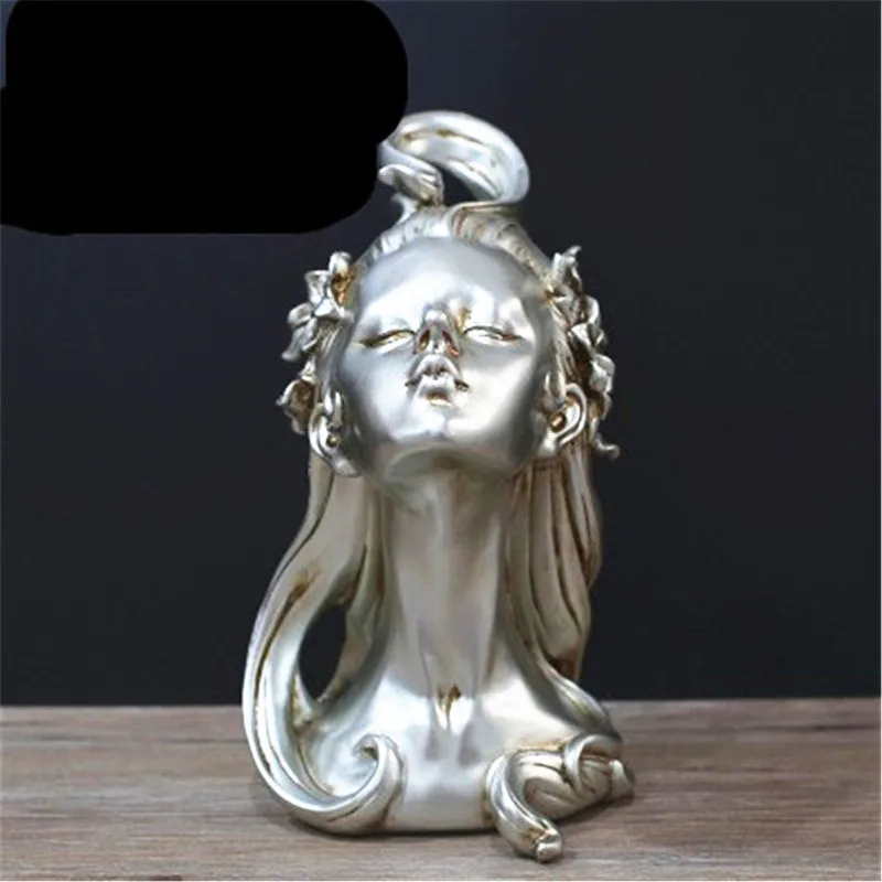 

Figures Statue Look Up Beautiful Girl Head Portra European Style Decoration Home Furnishing Articles G1029
