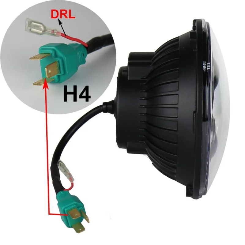 FADUIES 7 80W Round Black LED Headlights Bulb H4 High Low Beam For Jeep Wrangler JK TJ LJ Hummer H1 H2 LED Headlamps(1Pair)  (19)
